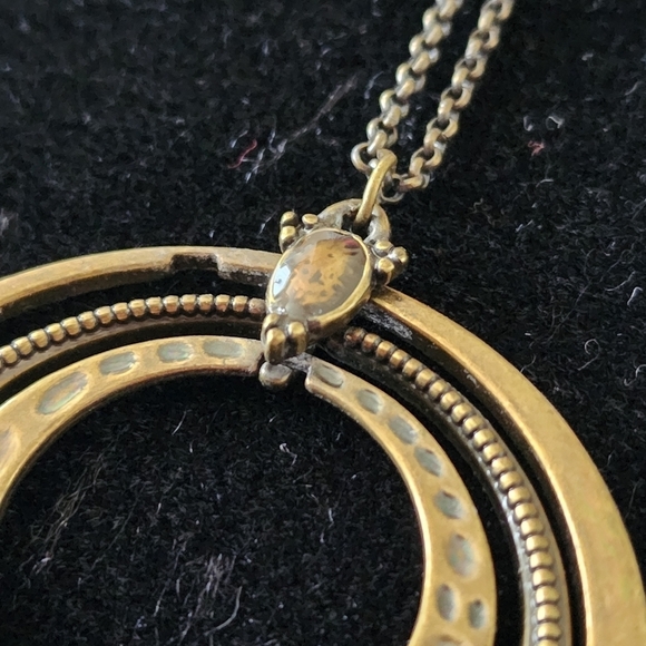 Antique Brass Gold Circle Pendant Cookie Lee Necklace NWT - Picture 7 of 12